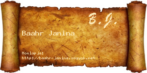 Baahr Janina névjegykártya